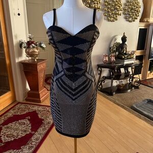 Elegant Black and Silver Women's Dress